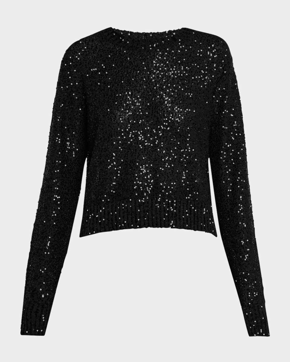 Paillette Linen-Cashmere Crewneck Sweat